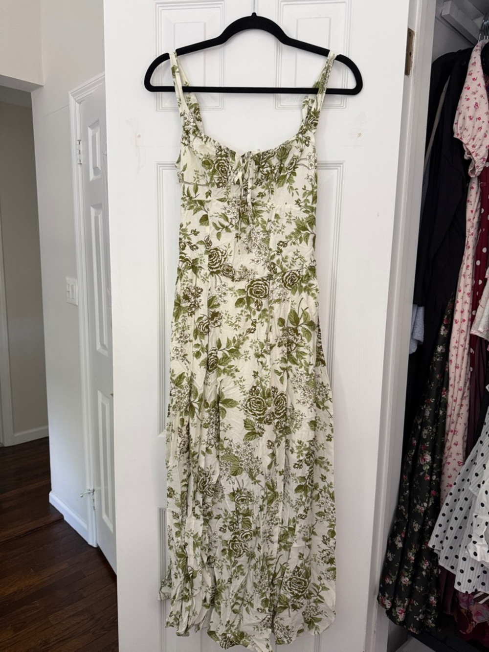 Strappy Green Floral Maxi Dress - Women